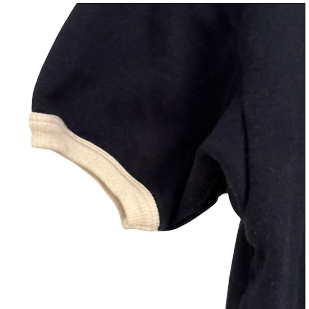 Celine Deep Blue Cotton Cashmere Crewneck Short-Sleeve Shirt "16" Logo - Picture 3 of 7